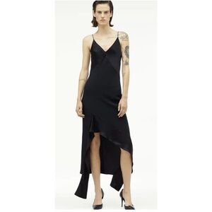Zara Narciso Rodrigues silk blend v-neck black long slip dress sz.M